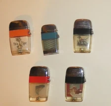 Lot of 5 Scripto VU Vintage  Lighters  TIGER FISH LOYAL MOOSE BIRD DOG PLUS 1