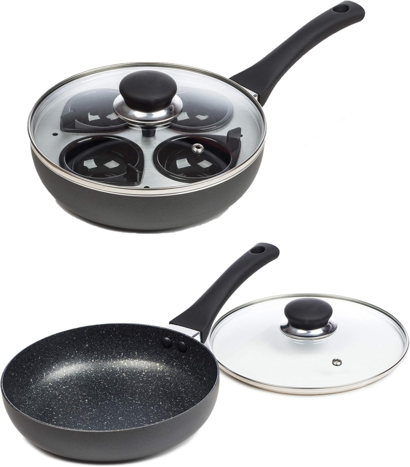 20Cm 4 Egg Cup Non-Stick Frying Pan and Egg Poacher - Induction Suitable - Multi