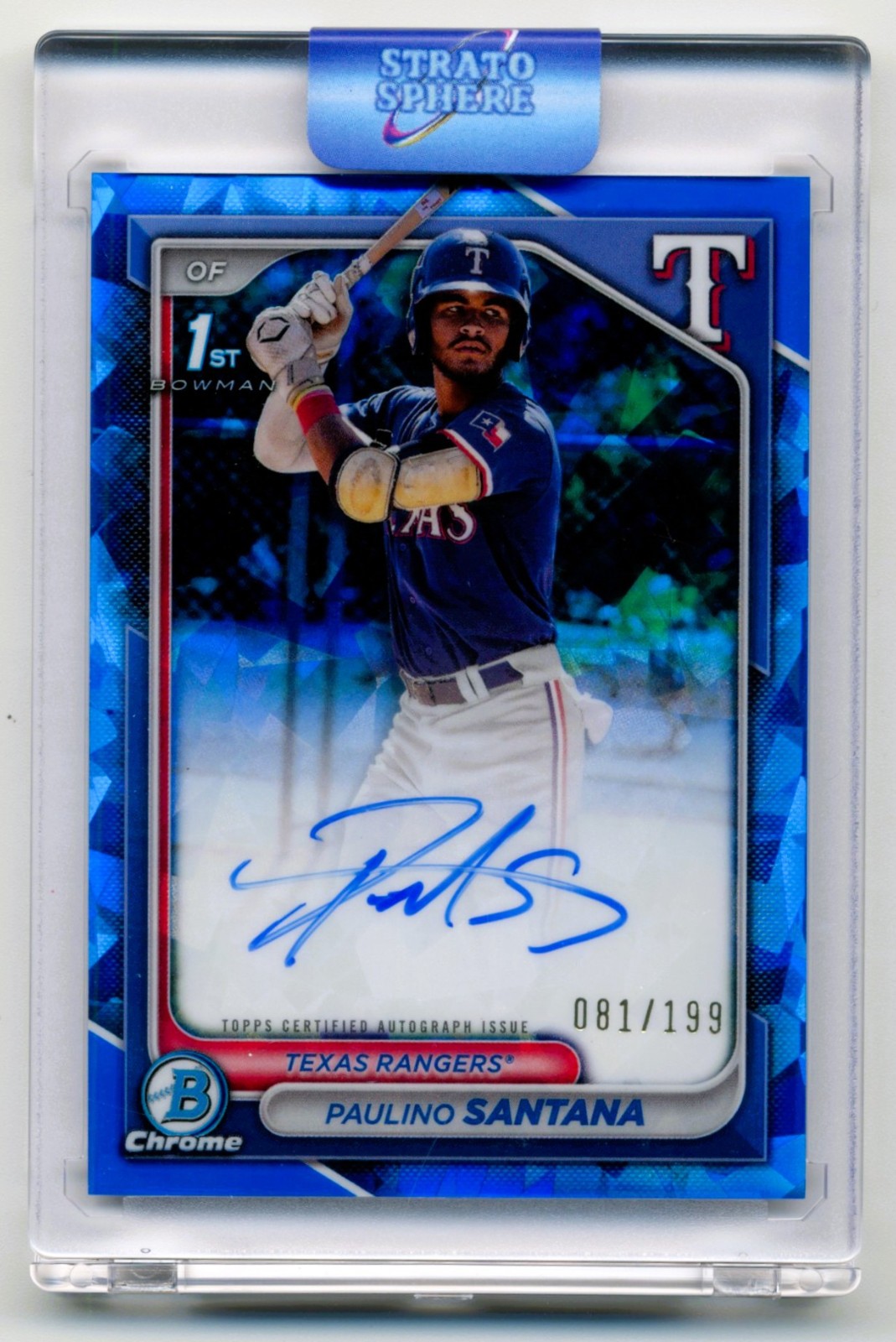 2024 Bowman Chrome Sapphire 1st Auto /199 Paulino Santana #CSPA-PS Rangers