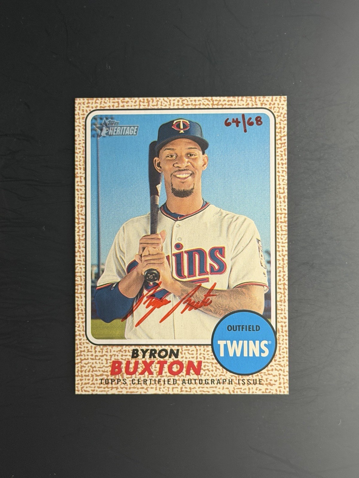 2017 Topps Heritage Byron Buxton Real One Auto Red Ink /68