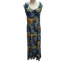 Maka Hawaii beachwear Floral Sleeves Maxi Dress Women Small Vacation Resortwear