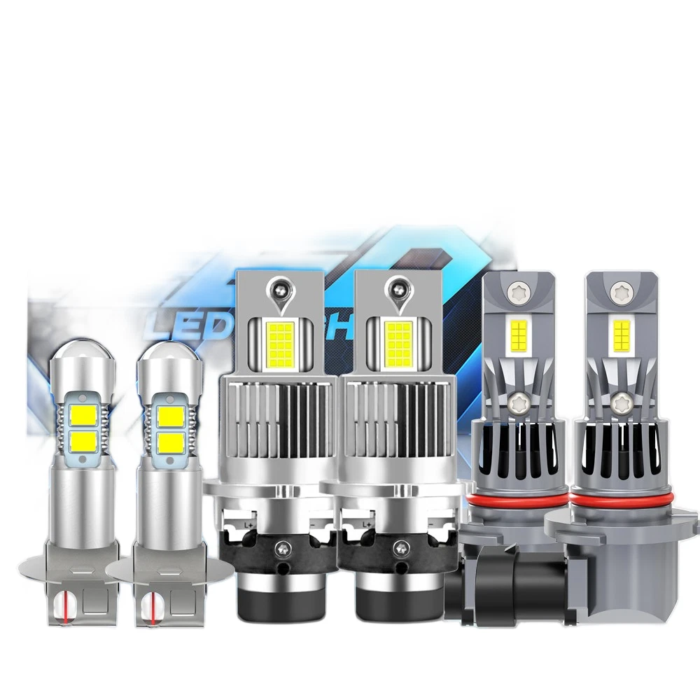 6Pc 9005 D2S H3 Combo LED Headlight High Low Beam Fog Light Bulbs Conversion Kit