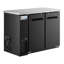 48" Black Counter Height Narrow Solid Door Back Bar Refrigerator with LED Lighti