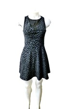 Guess Size 2 Black and Blue Gray Skater Animal Print Mini Dress