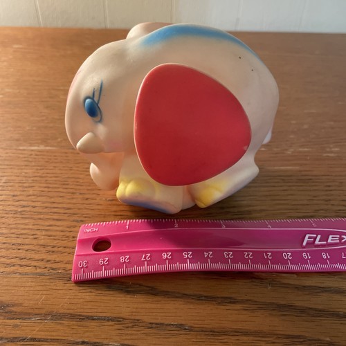 Sanitoy Squeaky Elephant Toy Vintage Multicolor Taiwan - Imagen 9 de 9