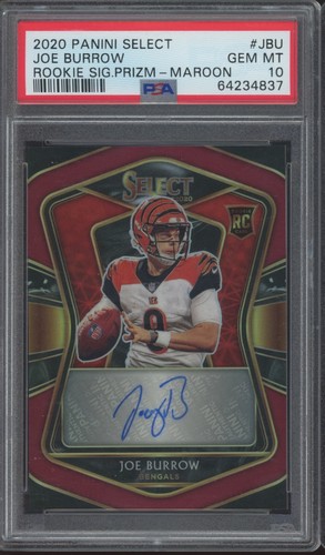 2020 Panini Select Prizm Maroon Joe Burrow 12/25 Auto RC Rookie Gem Mint PSA 10