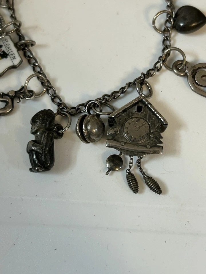Vintage/Antique Travel Charm Bracelet 15+ Almost All Silver - Image 4 of 4