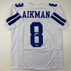 Facsimile Autographed Troy Aikman Dallas White Reprint Laser Jersey Size Mens XL