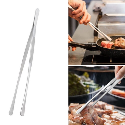 Professional Grade Stainless Steel Food Tongs Long Kitchen Tweezers for Cooking - Picture 5 of 13