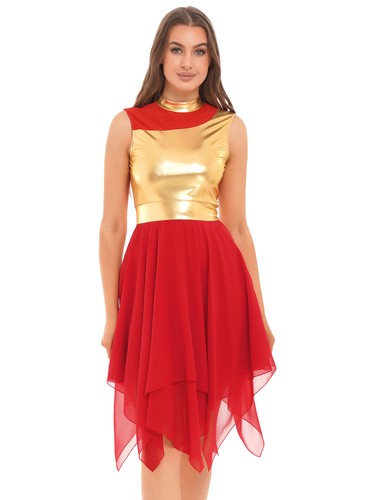Women Sleeveless Lyrical Costume Church Worship Praise Dance Tunic Overlay Dress - Picture 3 of 52