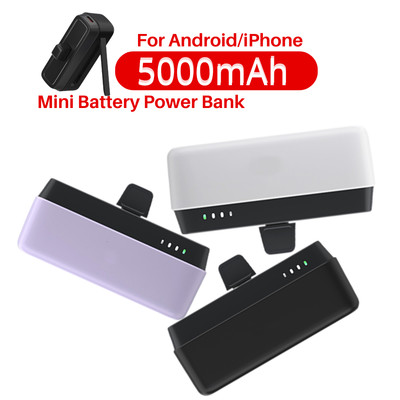 5000mAh Mini Power Bank Fast Charger External Battery Pack For iPhone Type C