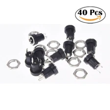 40pcs 5.5mm x 2.1mm Power Supply Jack Socket Female Panel Mount Plug 3A 12V DC