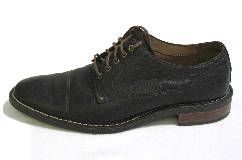 COLE HAAN Men's Canton Cap Toe Oxford Pebbled Leather Shoes Dark