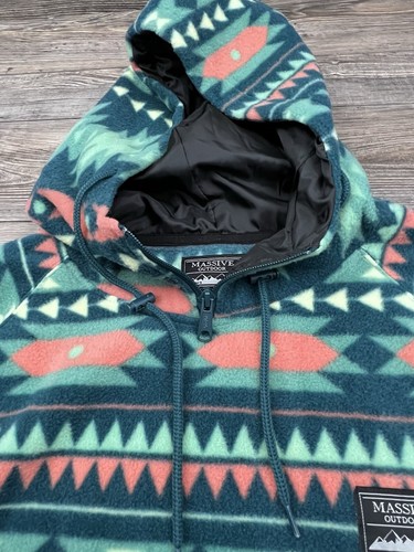 Massive Outdoor Fleece Hoodie Aztec All Over Print Southwest Adult Unisex XXL - Picture 6 of 12