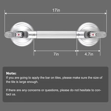 New  17" Shower Handle Grab Bar for Bathtubs and Showers Suction Fast Shipping