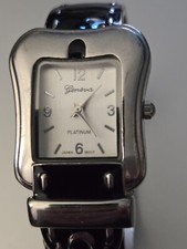 Ladies Fashion Sport Watch Geneva Silver Tone, Black Band New Battery