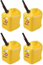 Midwest 8610 Yellow Poly Diesel Fuel Cans w Flameshield Spout 5 Gallon, 4 Pack