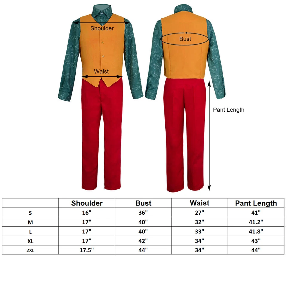 Disfraz de Disfraz de Payaso para Hombre The Joker Traje Rojo Chaqueta de Halloween Uniforme Foto 2 de 4