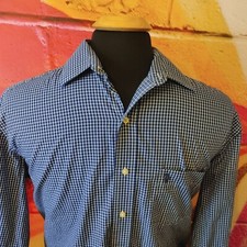 U.S. Polo Assn Mens Dress Shirt Long Sleeve Button Up Blue White Plaid Large