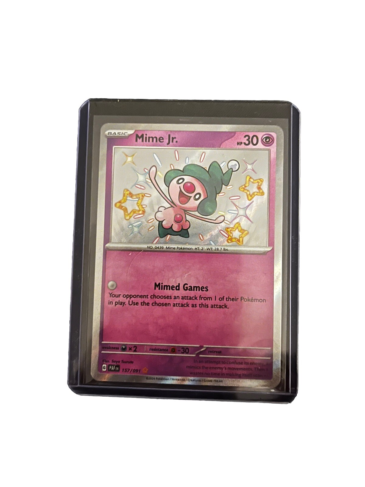 Pokémon TCG Mime Jr. Scarlet & Violet: Paldean Fates 157/091 Holo Shiny Rare