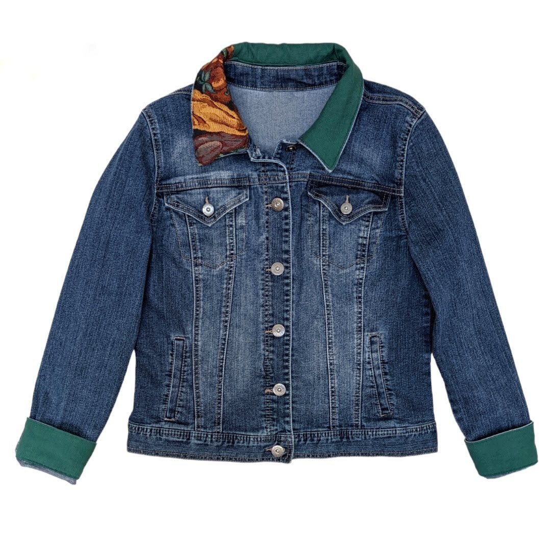 Reworked  Autumn Fall Halloween Patchwork Denim J… - image 9