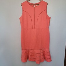 Adelyn Rae Coral Plus Size Dress Womens 1X Cutout Detail Ruffled Hem Lined NWT