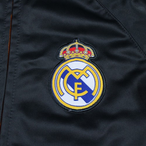 Real Madrid Charcoal & Orange Fleece-lined Warm-Up Jacket - Youth Small - Picture 3 of 8