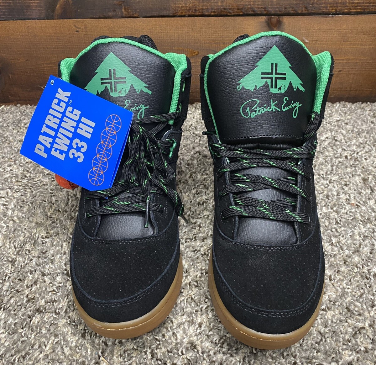 8.5 - Patrick Ewing 33 HI x LRG Black/Green/Gum Basketball