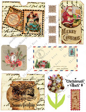 Vintage Christmas Collage Sheet Supplies Scrapbooks Junk Journal Card Making
