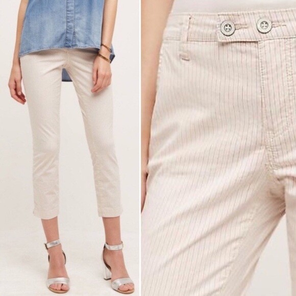  ANTHROPOLOGIE Pilcro Skinny Slim Striped Stretch Cropped Women Pant Size 28