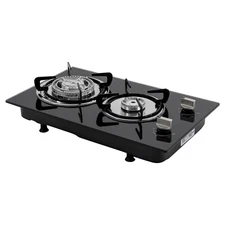 2 Burner Propane Gas Cooktop LPG Dual Fuel Gas Stove Top Tempered Glass Black