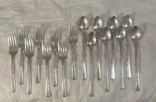Wm A Rogers 1881 Oneida JANET Vintage Silverplate, 8 Ice Teaspoons 8 Salad Forks