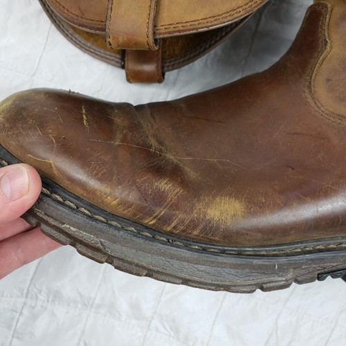 Botas Rocky Hombres Talla 10 Original Ride Roper Cuero Marrón Punta Suave Trabajo Envejecido - Imagen 13 de 15