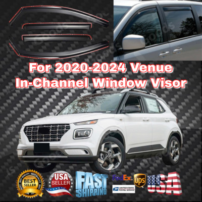 Window Rain Visors In-Channel Sun Guards Deflectors For 2020-2024 Hyundai Venue