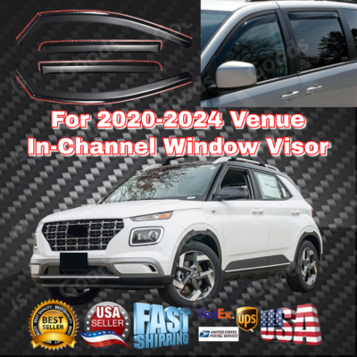 #ad Window Rain Visors In Channel Sun Guards Deflectors For 2020 2024 Hyundai Venue $57.98