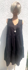 Apartes Volant Stufen Schlupf Maxi Kleid schwarz ärmellos Made in Italy Gr. L