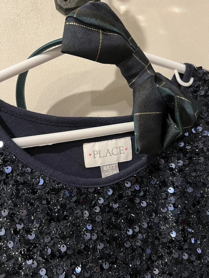 Vestido de Navidad sin mangas a cuadros The Children's Place para niñas talla 6x-7 Foto 3 de 4