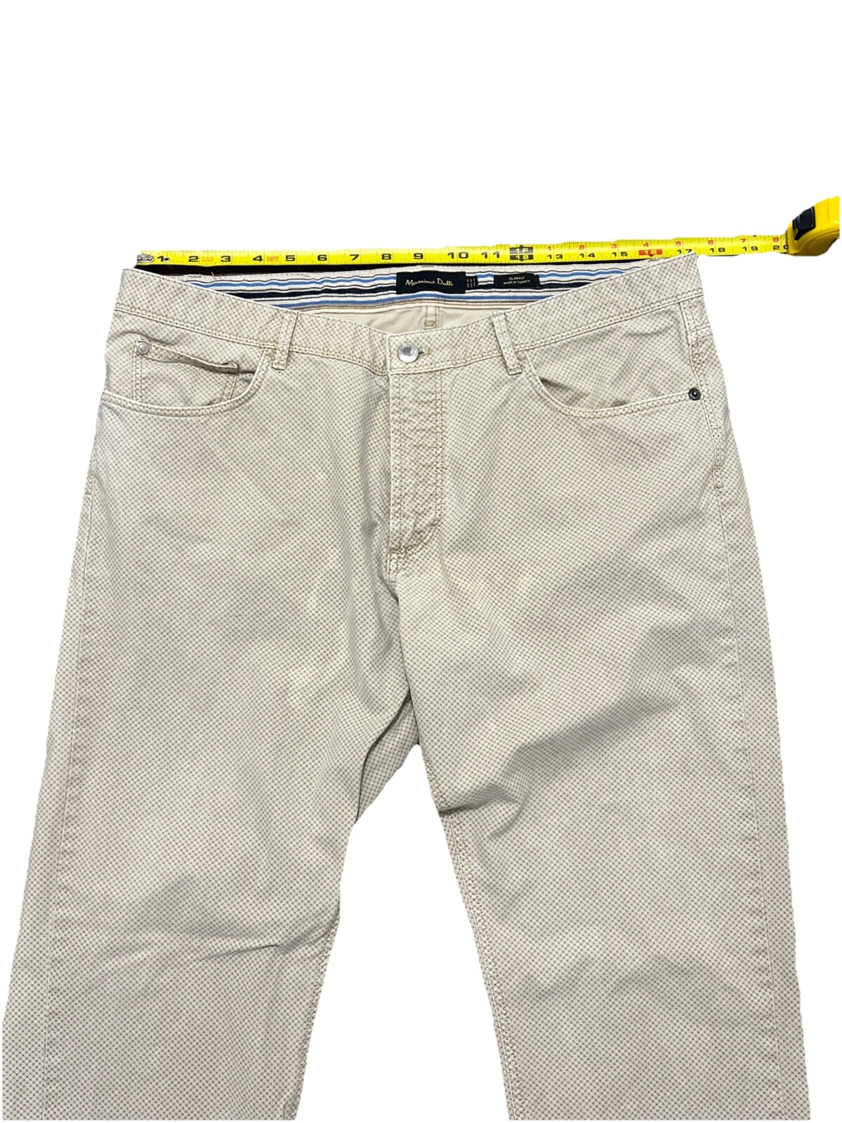 Massimo Dutti Chino Trousers Pants Mens 36x31 Beige Patterned Slim Fit thumbnail 8