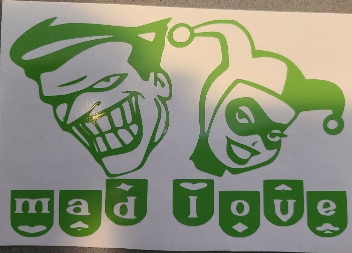 The Joker Harley Quinn Mad Love Die Cut Sticker Decal Dc Many Colors Available Ebay