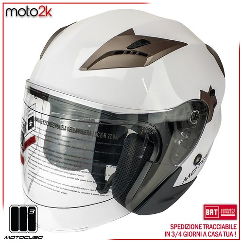 CASCO JET MOTOCUBO BIANCO LUCIDO DOPPIA VISIERA OMOLOGATO ECE MOTO SCOOTER  | eBay