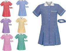 Girls School Uniform Gingham Pleated Check Summer School Dress  3 Years-20 Years
