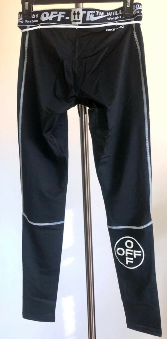 OFF WHITE X NIKE Collant rari nuovi con etichette NIKE x BIANCO SPORCO SS20 nuovi di zecca neri (CN5532 010) Gyakusou taglia S