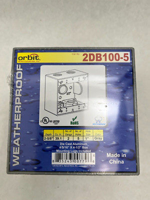 Orbit 2DB100-5 NIB 2-Gang Weather Proof Box Aluminum 1'' 5H #F4