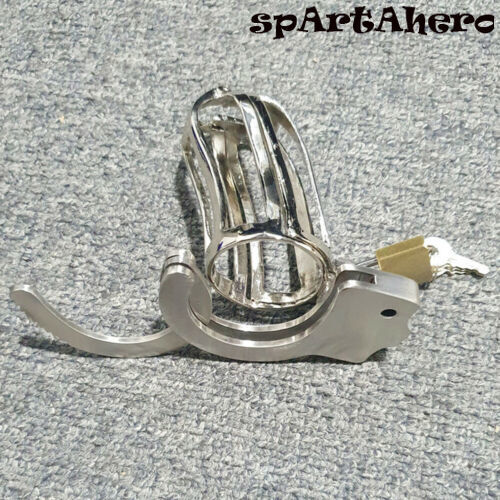 New Male Chastity Device Lock Stainless Steel Metal Adjustable Card Rings Cage - 第 3/9 張圖片
