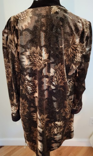 R & M Richards Velvet/Velour Glitter Open Front Jacket Brown Fall Motif Sz 12 - Picture 3 of 9