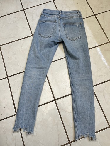 ZARA Light Wash Distressed High Rise Skinny Jeans w/ Destroyed Hem Sz US 2 - 第 4/5 張圖片
