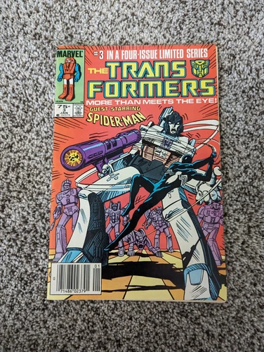 Transformers #3 (1985) Marvel Comics 'Amazing Spider-Man & Newsstand' VF/NM