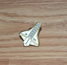 White Gold Tone Space Shuttle Rocket Ship Collectible Lapel Pin
