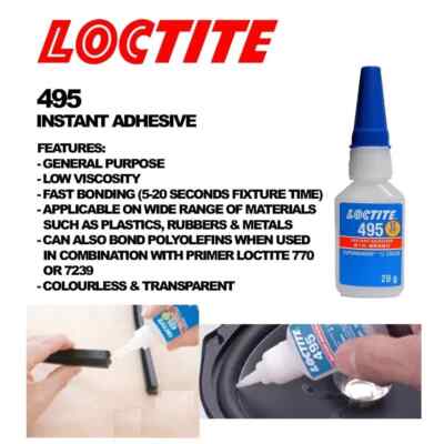 10x 495 Industrial Instant Adhesive Super Glue 20g / Bottle Exp: Aug/2028 Boxed