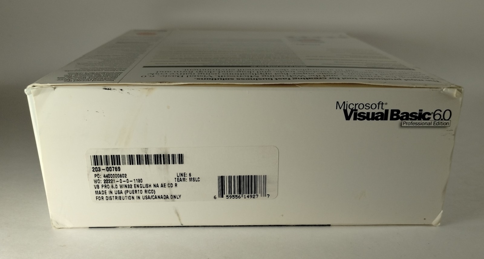 Microsoft Visual Basic Professional Edition Pro 6 203-00769 Free Shipping